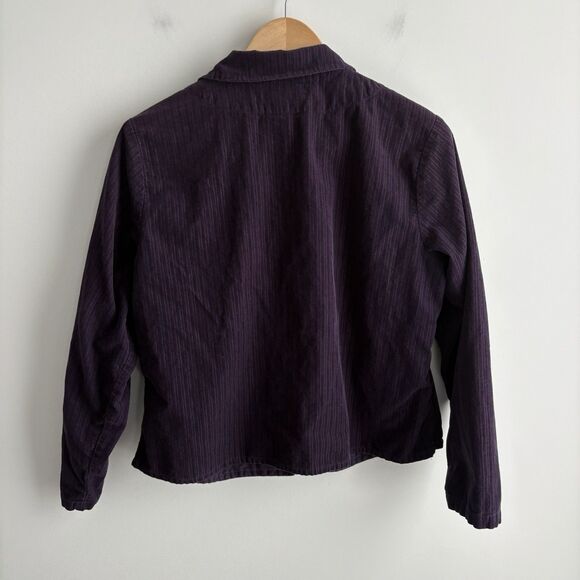 Flax Jacket Womens Small Purple Cotton Corduroy Button Up Blazer Jacket Pockets - Picture 5 of 7